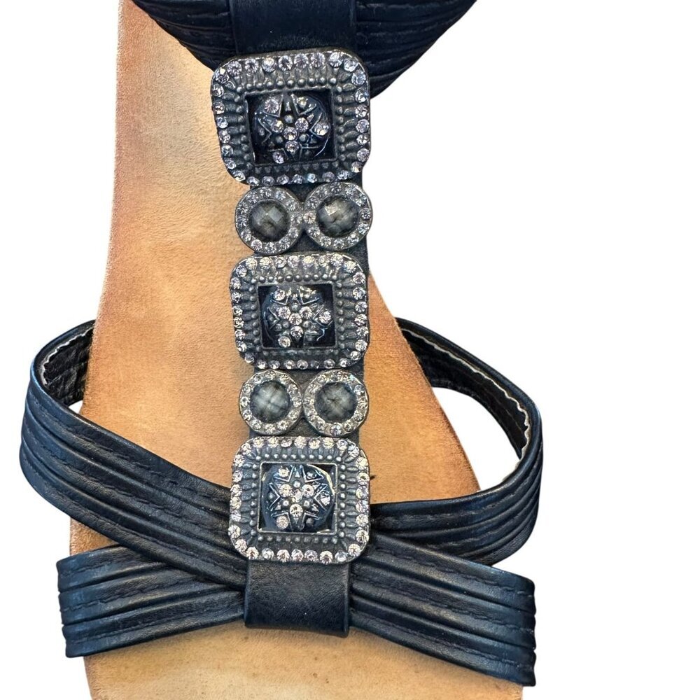 Patrizia by Spring Step Black Leather “Mauve” Wedge Sandals Size 40 - Picture 4 of 10